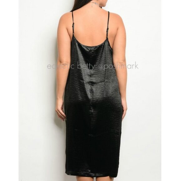 Whimsigoth Black Satin Slip Dress Plus Size - Picture 2 of 7